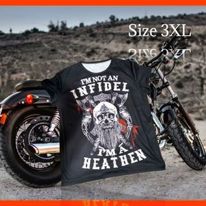 Men's Graphic Print Viking T-shirt Size 3XL I'm Not A Heathen I'm An Infidel